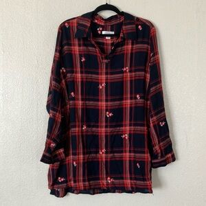 CJ Banks Plaid Popover Tunic Top, 2X